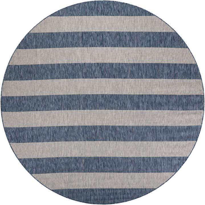 10' x 10' Easy-Clean Striped Indoor / Outdoor Round Rug