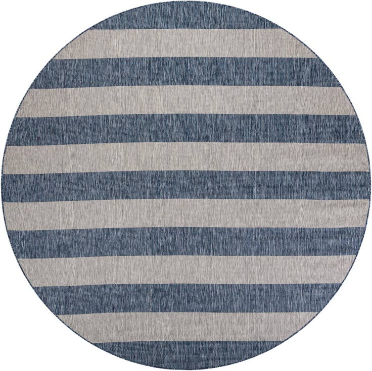 Detail image of 10' x 10' Easy-Clean Striped Indoor / Outdoor Round Rug
