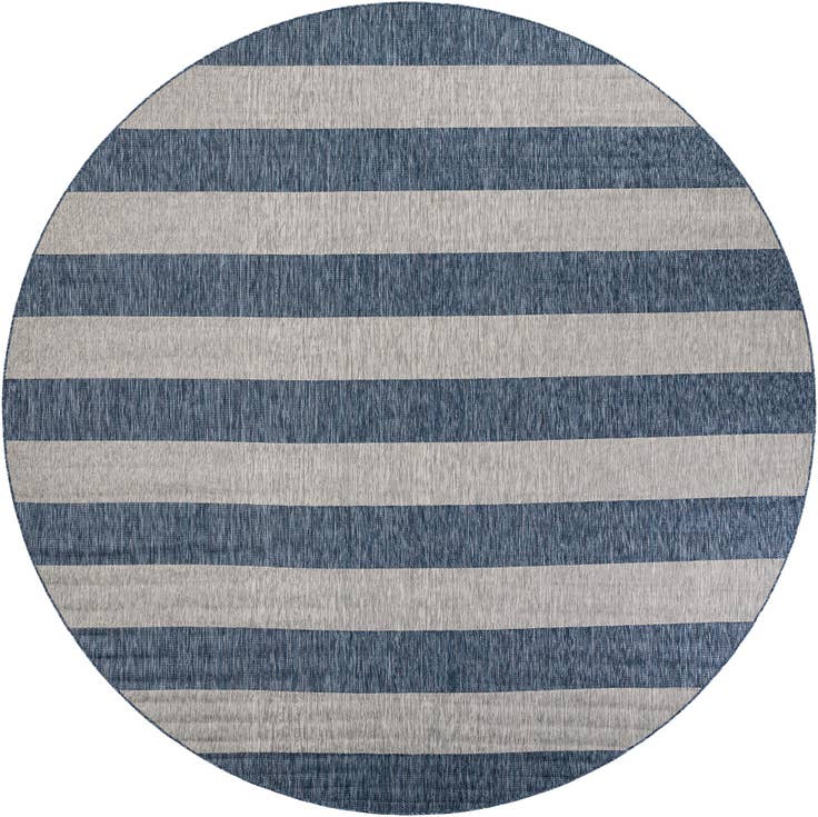 Detail image of 12' x 12' Easy-Clean Striped Indoor / Outdoor Round Rug