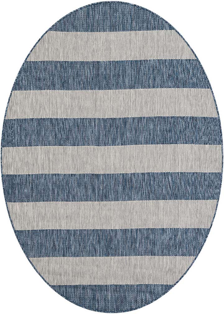 6' x 6' Easy-Clean Striped Indoor / Outdoor Round Rug
