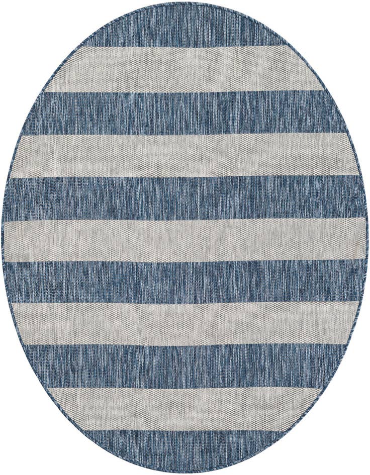 Detail image of 5' 3 x 5' 3 Easy-Clean Striped Indoor / Outdoor Round Rug