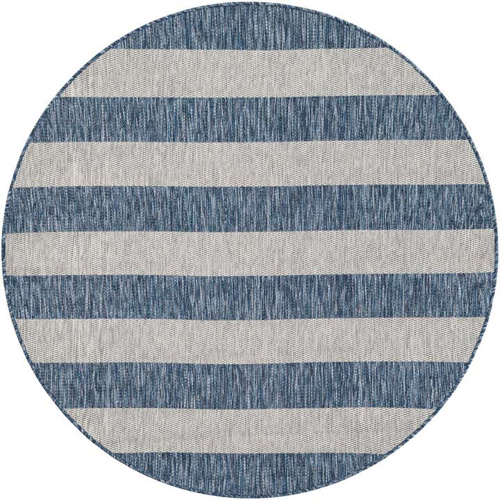 5' 3 x 5' 3 Easy-Clean Striped Indoor / Outdoor Round Rug