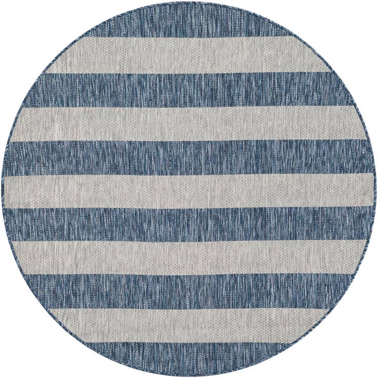 Detail image of 5' 3 x 5' 3 Easy-Clean Striped Indoor / Outdoor Round Rug