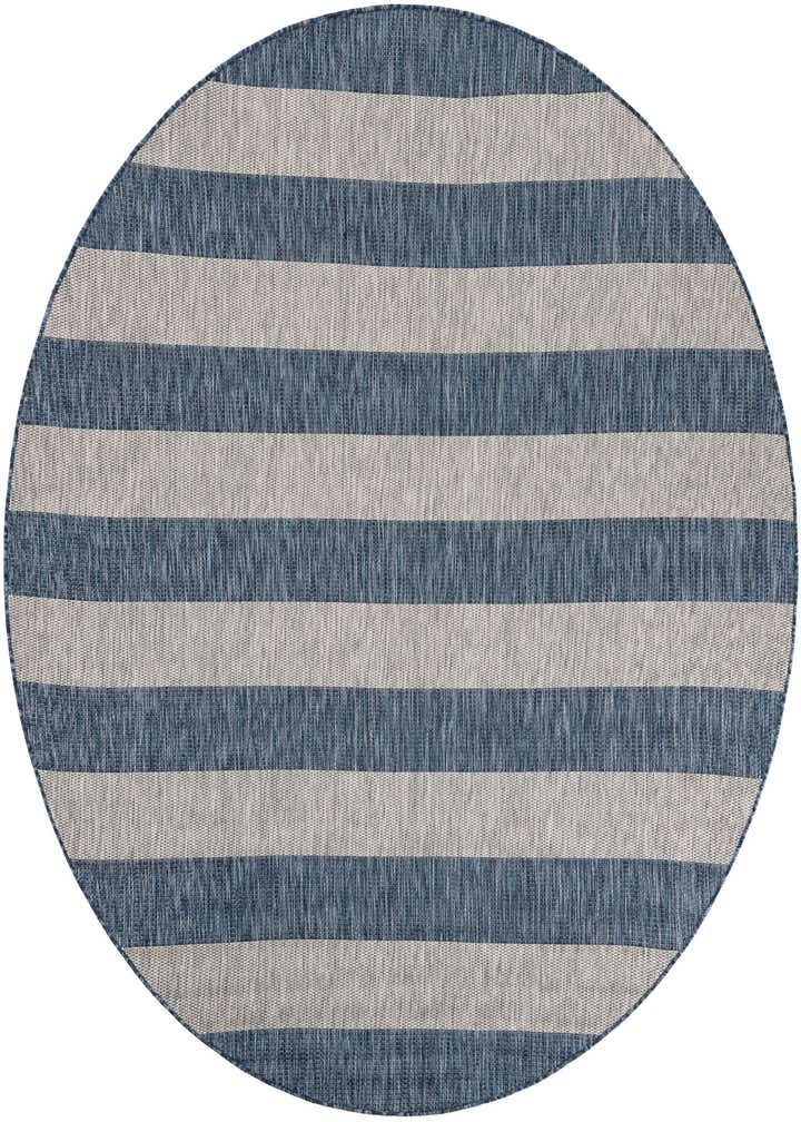 7' 10 x 7' 10 Easy-Clean Striped Indoor / Outdoor Round Rug