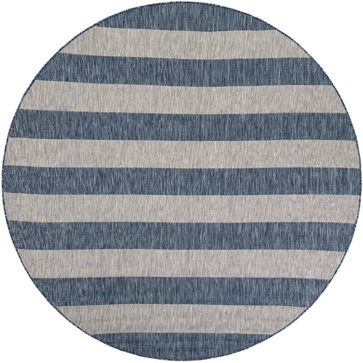 Detail image of 7' 10 x 7' 10 Easy-Clean Striped Indoor / Outdoor Round Rug