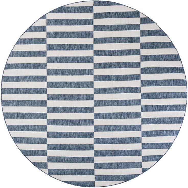 Detail image of 10' x 10' Easy-Clean Striped Indoor / Outdoor Round Rug