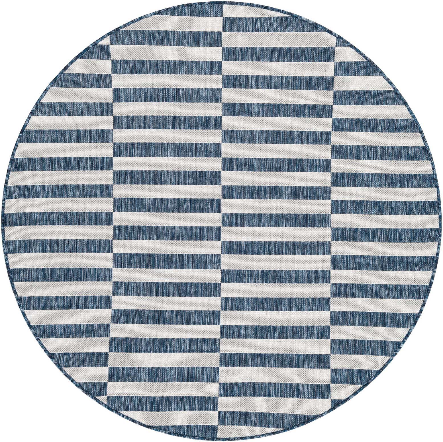 5' 3 x 5' 3 Easy-Clean Striped Indoor / Outdoor Round Rug