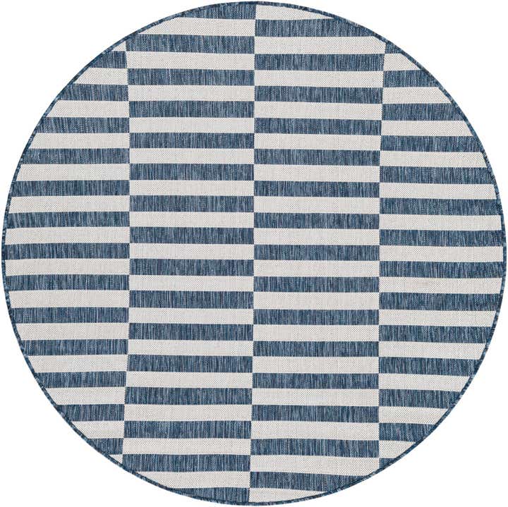 5' 3 x 5' 3 Easy-Clean Striped Indoor / Outdoor Round Rug