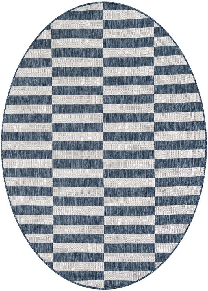 6' x 6' Easy-Clean Striped Indoor / Outdoor Round Rug
