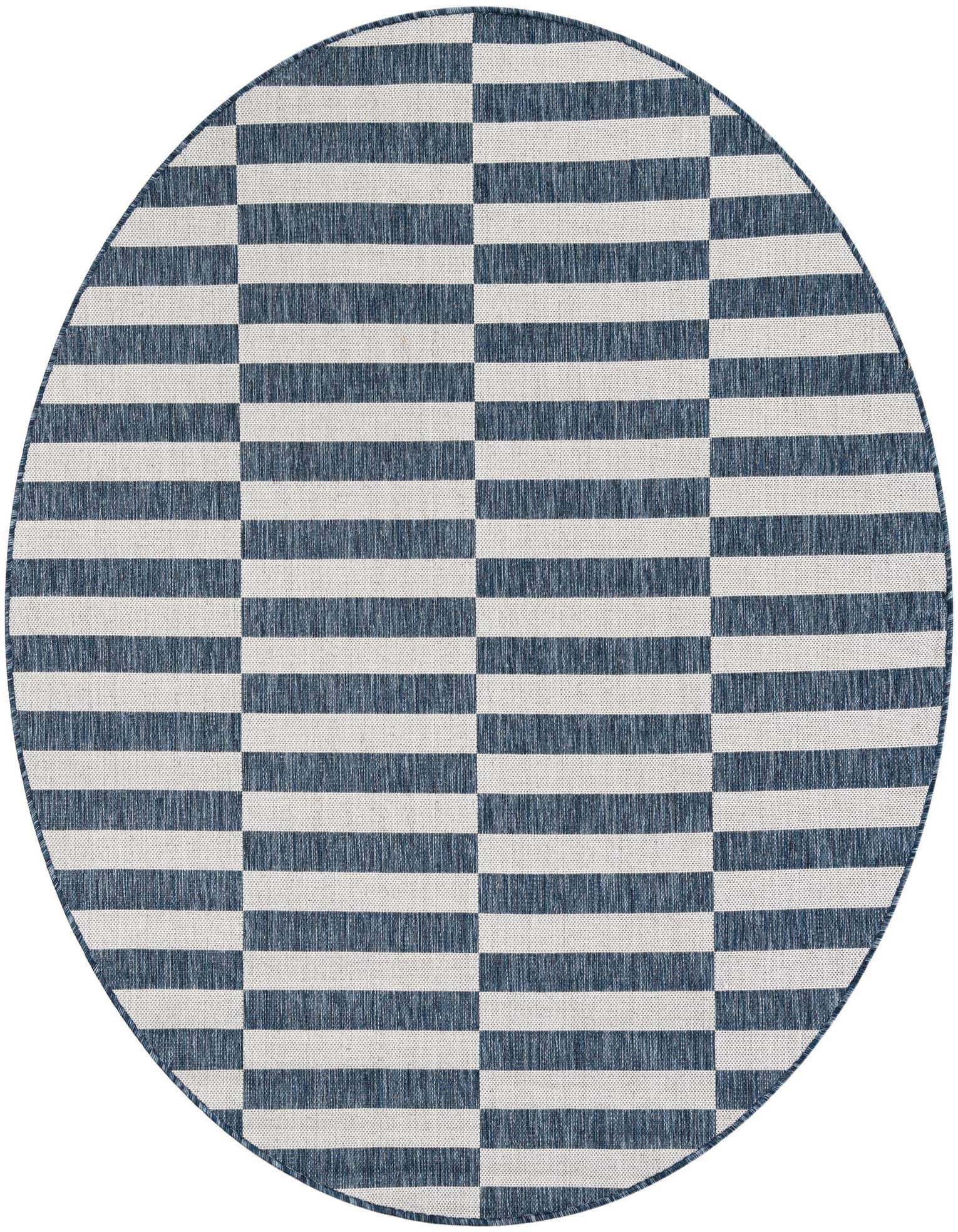 6' x 6' Easy-Clean Striped Indoor / Outdoor Round Rug