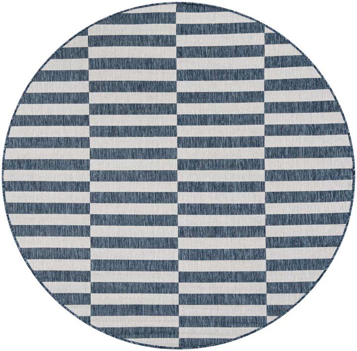 6' x 6' Easy-Clean Striped Indoor / Outdoor Round Rug