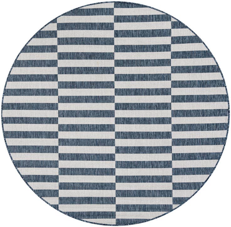Detail image of 6' x 6' Easy-Clean Striped Indoor / Outdoor Round Rug