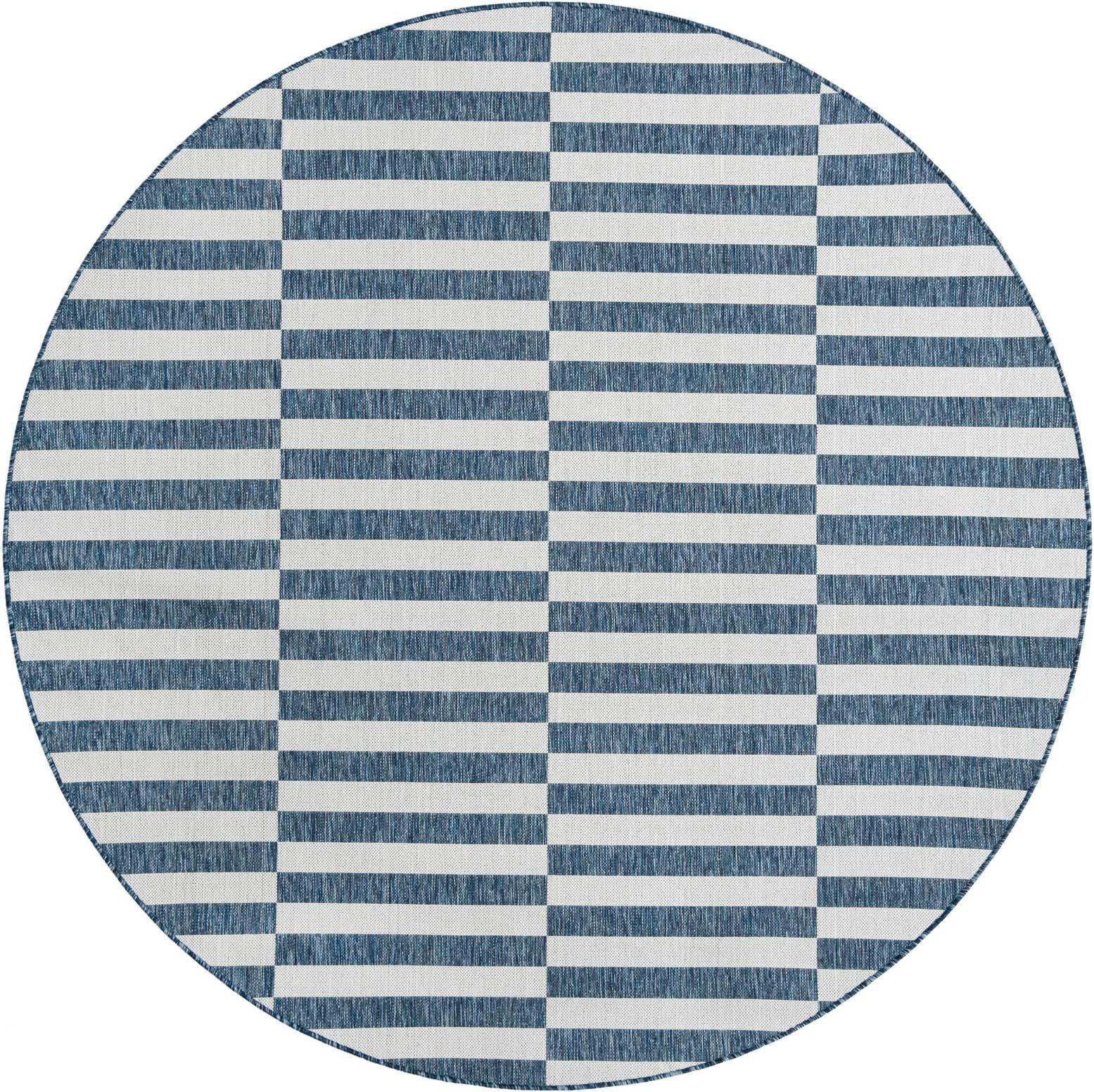 7' 10 x 7' 10 Easy-Clean Striped Indoor / Outdoor Round Rug