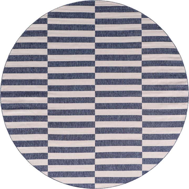 13' x 13' Easy-Clean Striped Indoor / Outdoor Round Rug