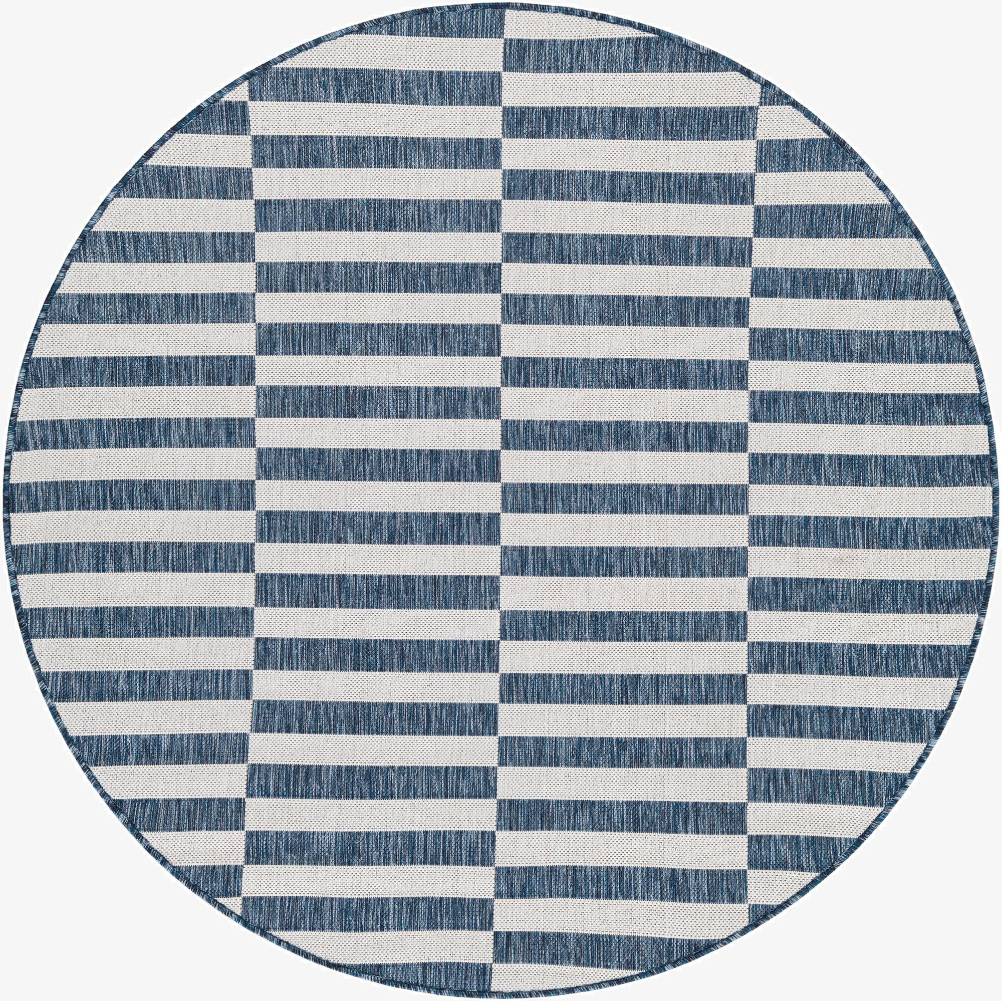 5' 3 x 5' 3  Washable Striped Indoor / Outdoor Round Rug