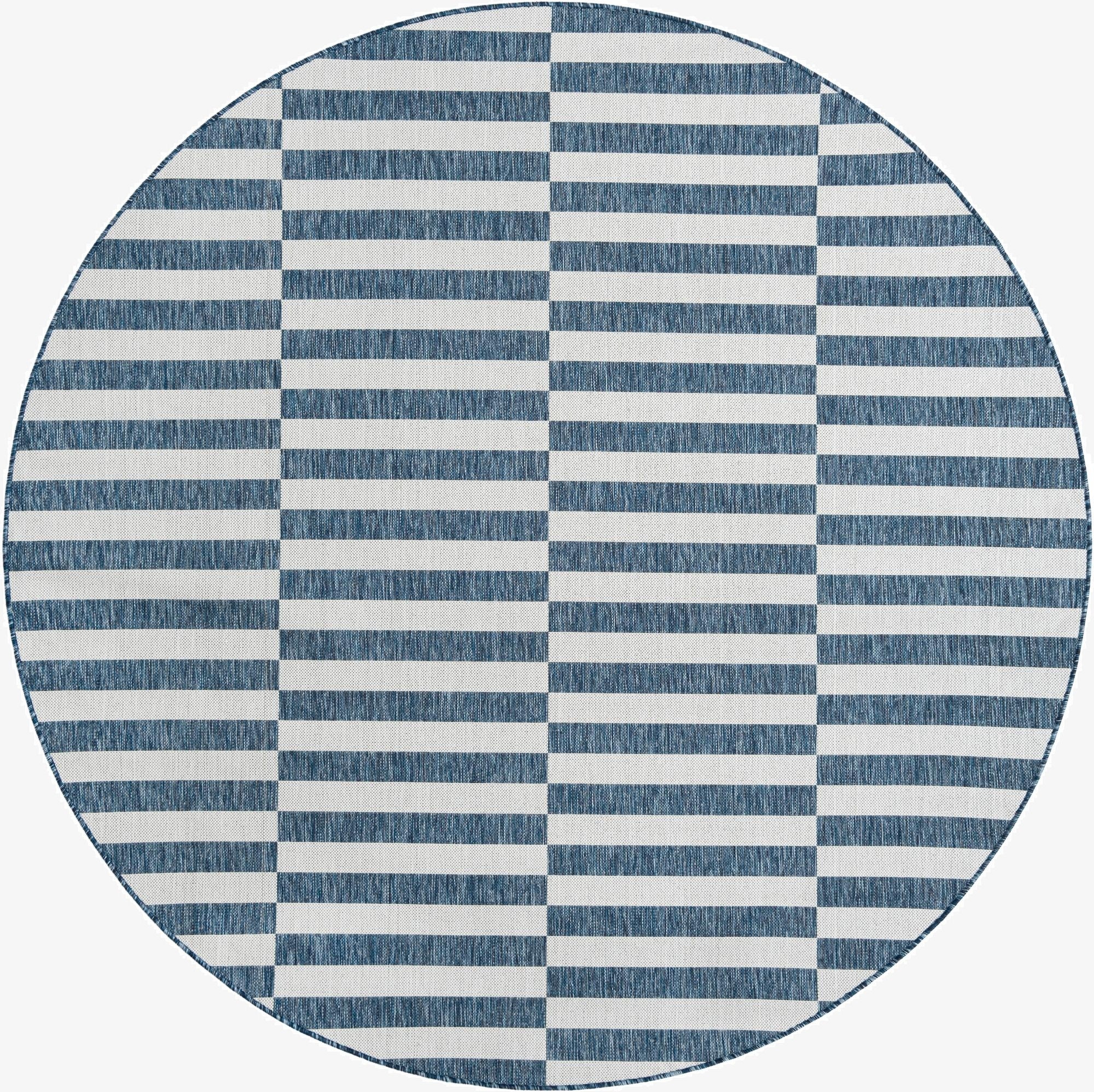 Primary image 7' 10 x 7' 10  Washable Striped Indoor / Outdoor Round Rug