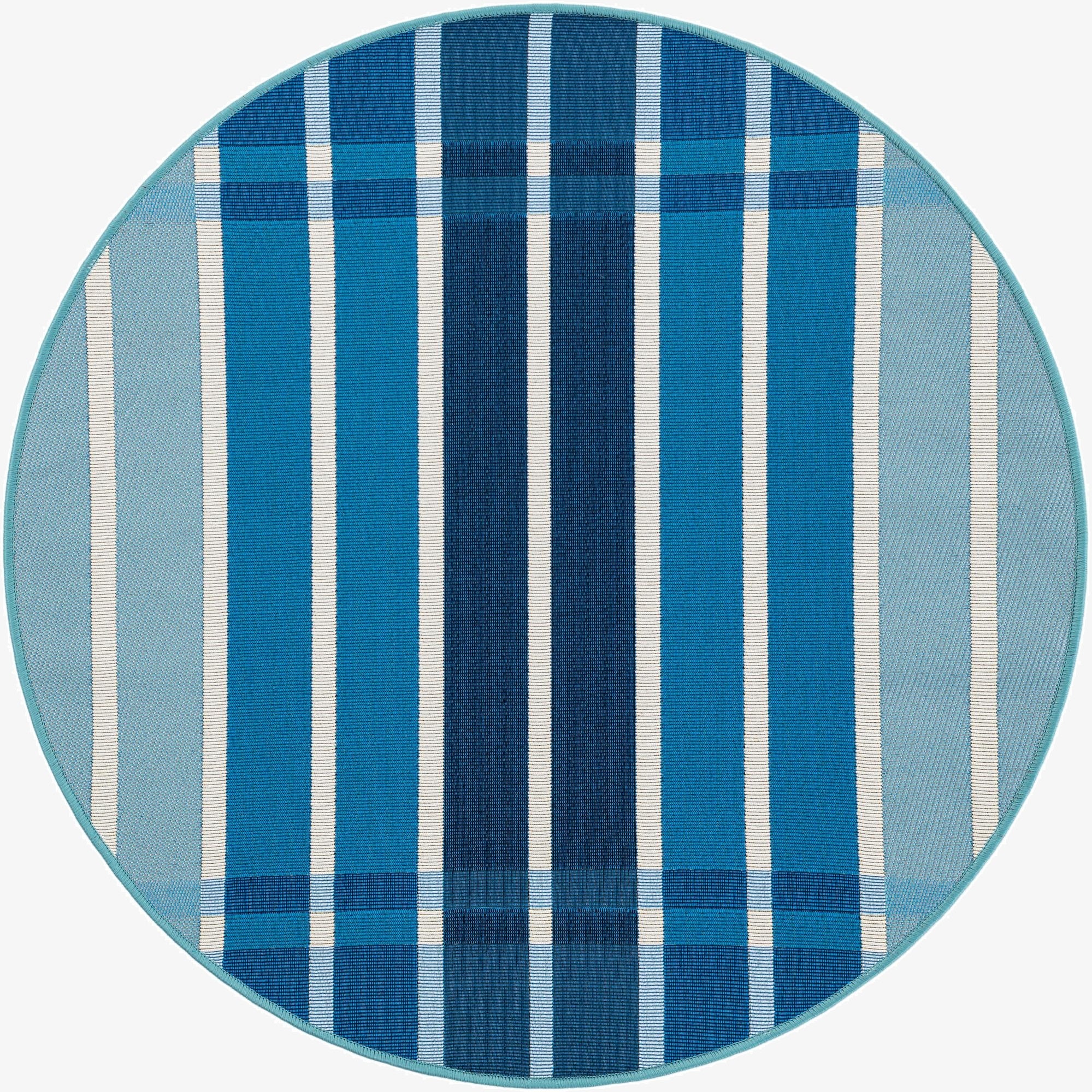 3' x 3'  Washable Striped Indoor / Outdoor Round Rug