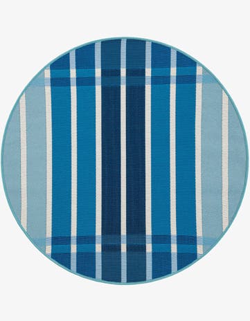 3' x 3' Easy-Clean Striped Indoor / Outdoor Round Rug