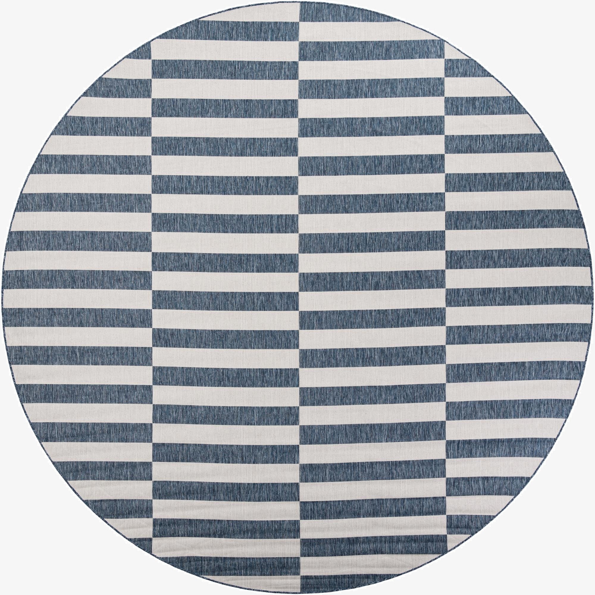 12' x 12'  Washable Striped Indoor / Outdoor Round Rug