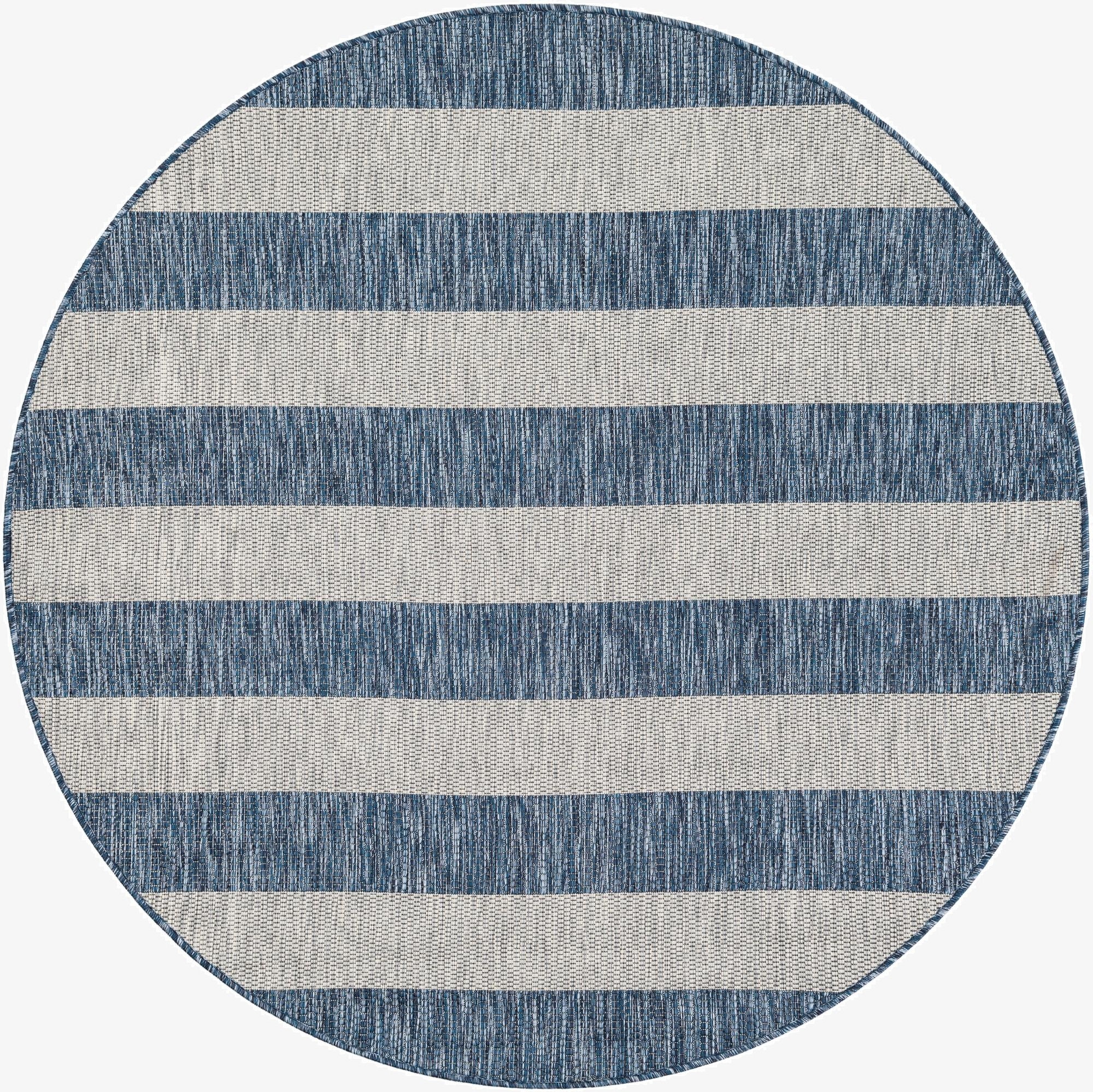 5' 3 x 5' 3  Washable Striped Indoor / Outdoor Round Rug