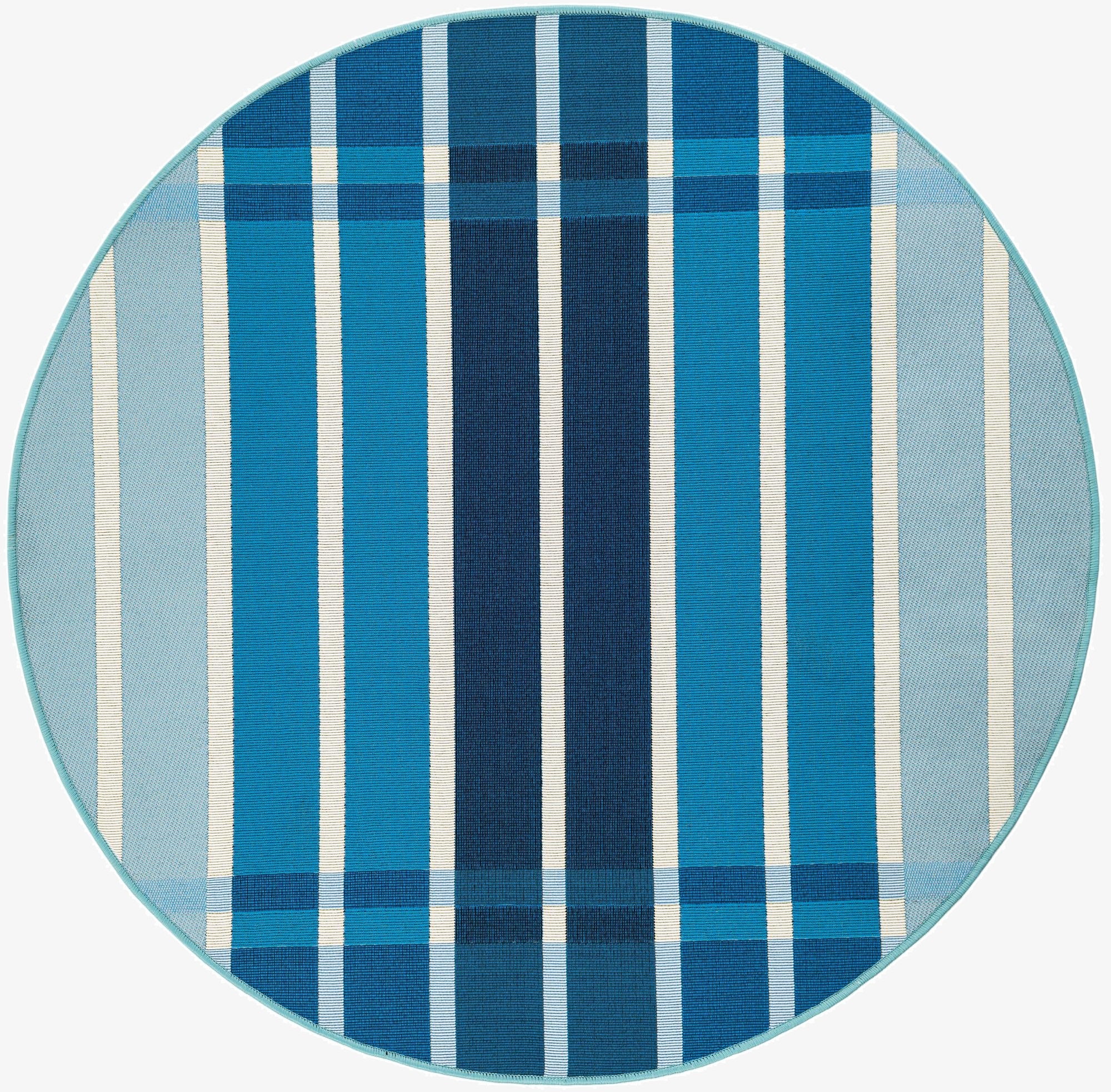 4' x 4'  Washable Striped Indoor / Outdoor Round Rug