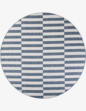 10' x 10' Easy-Clean Striped Indoor / Outdoor Round Rug