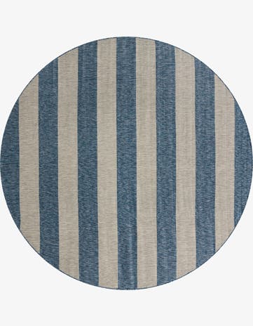 10' 8 x 10' 8 Easy-Clean Striped Indoor / Outdoor Round Rug