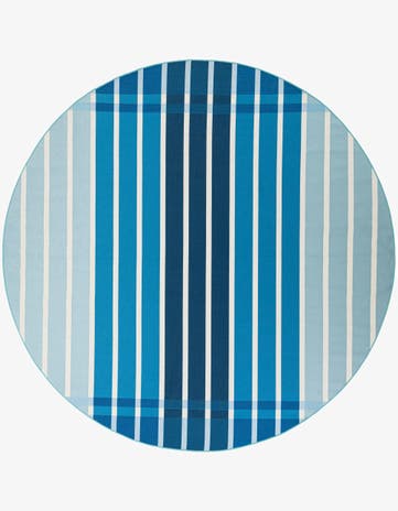 10' x 10' Easy-Clean Striped Indoor / Outdoor Round Rug
