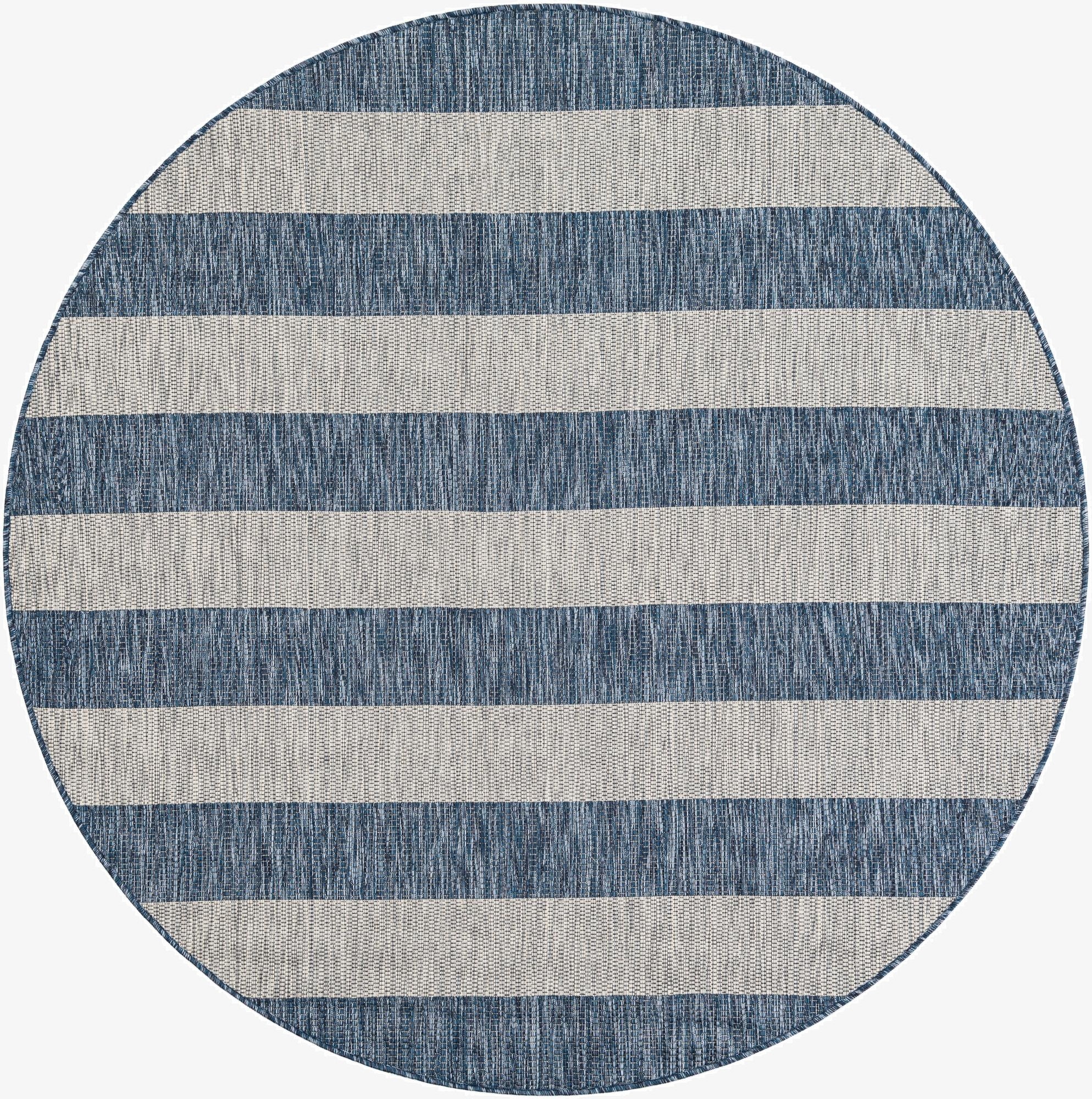 6' x 6'  Washable Striped Indoor / Outdoor Round Rug