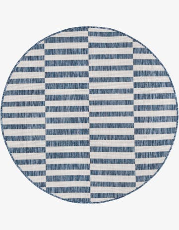 4' x 4' Easy-Clean Striped Indoor / Outdoor Round Rug