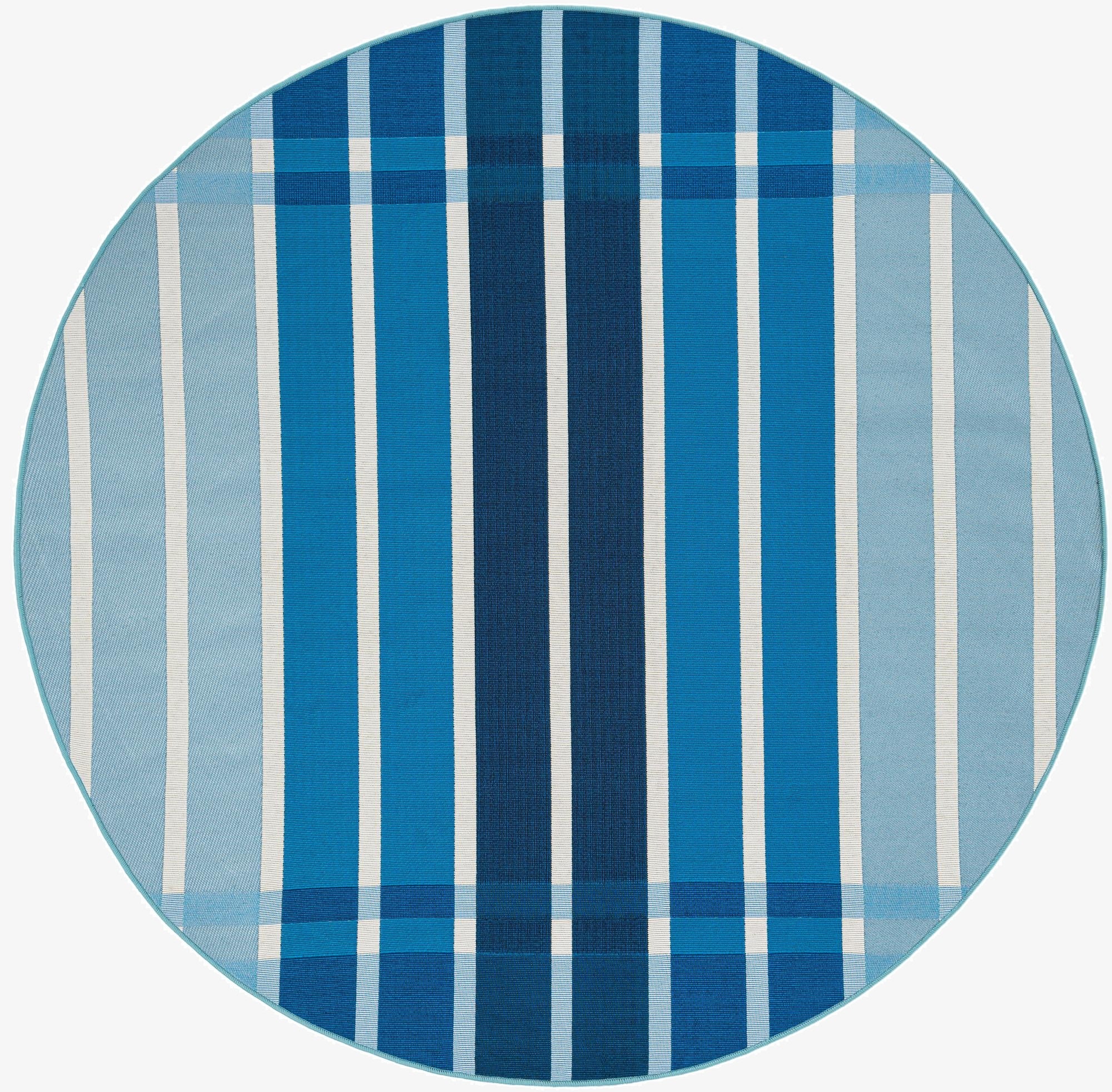 6' x 6'  Washable Striped Indoor / Outdoor Round Rug