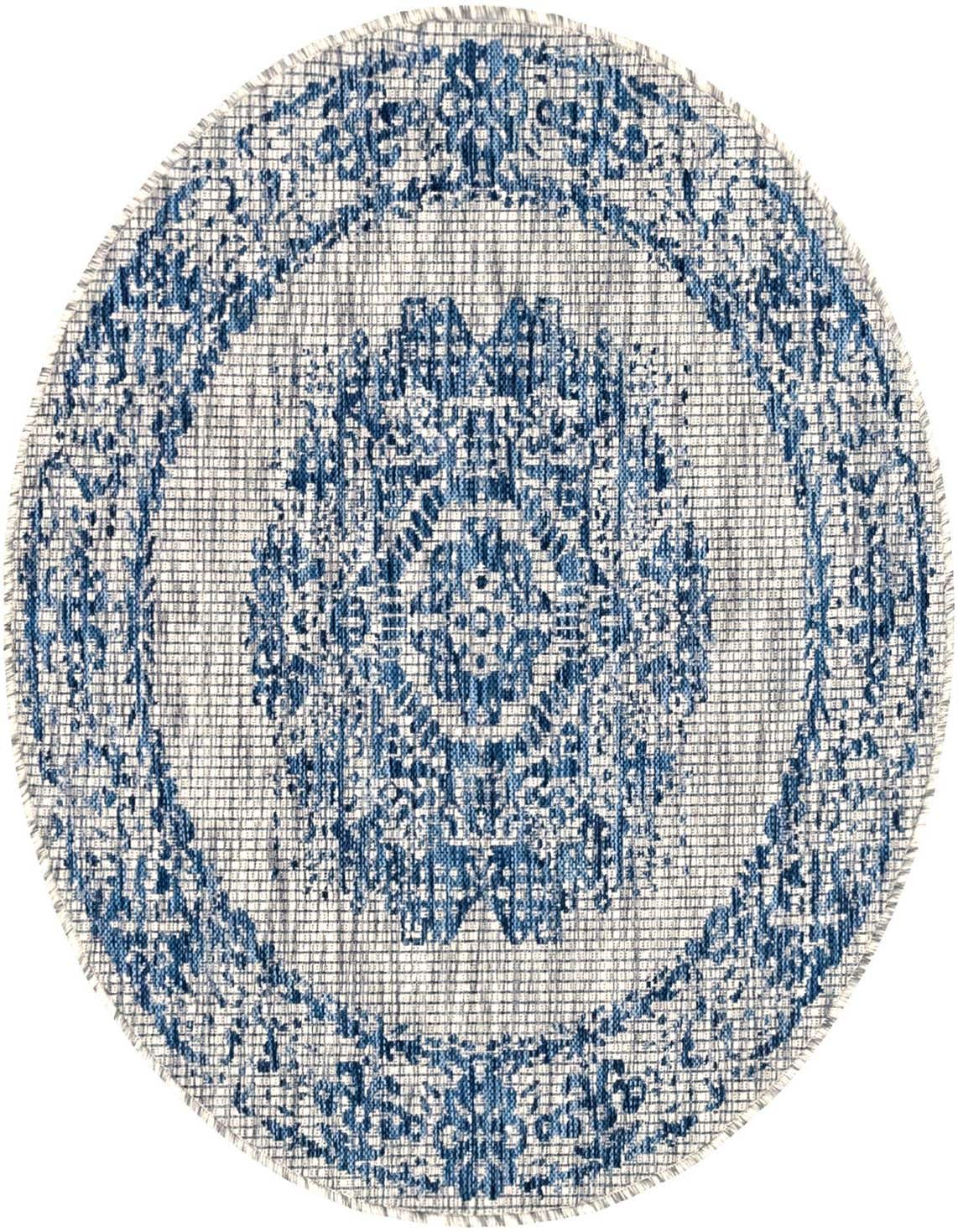 4' x 4' Easy-Clean Traditional Indoor / Outdoor Round Rug