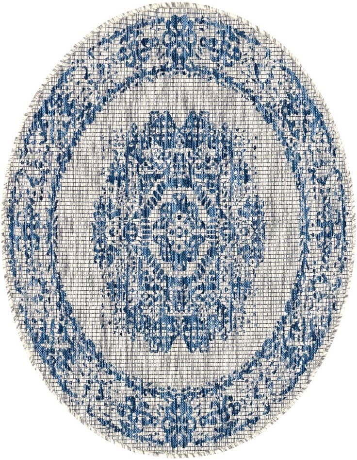 Detail image of 4' x 4' Easy-Clean Traditional Indoor / Outdoor Round Rug