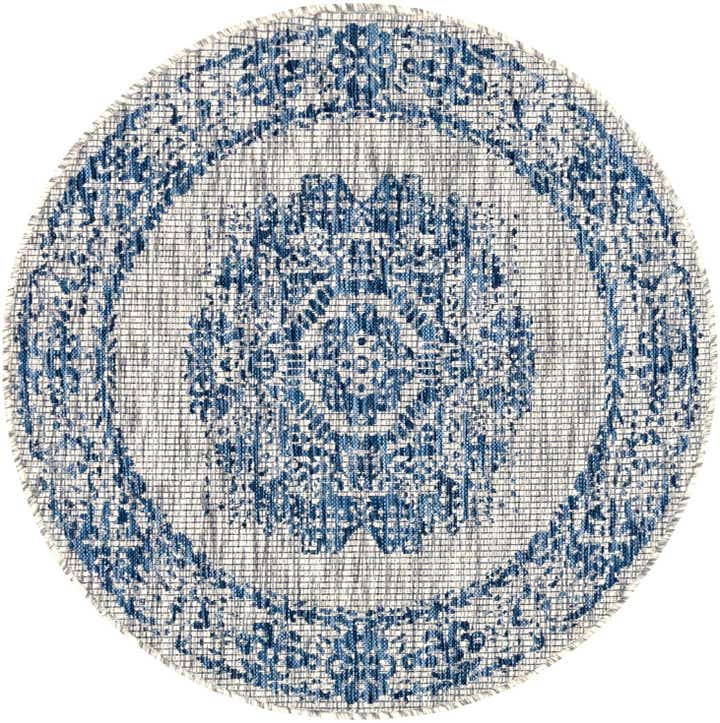 4' x 4' Easy-Clean Traditional Indoor / Outdoor Round Rug