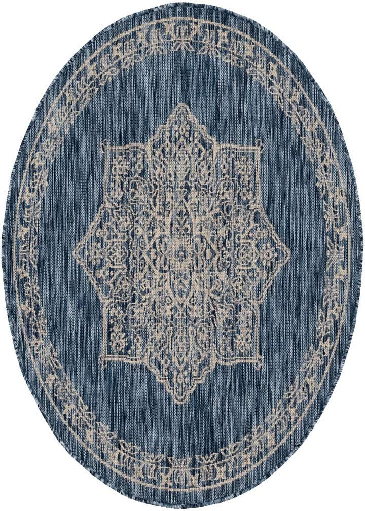 4' x 4' Easy-Clean Traditional Indoor / Outdoor Round Rug