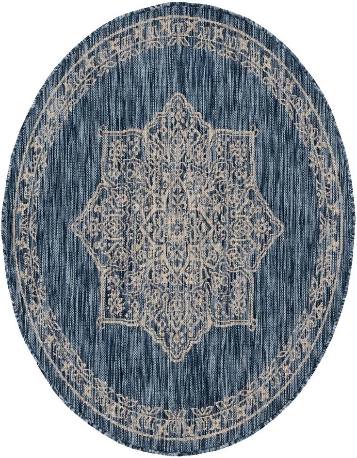 Detail image of 4' x 4' Easy-Clean Traditional Indoor / Outdoor Round Rug
