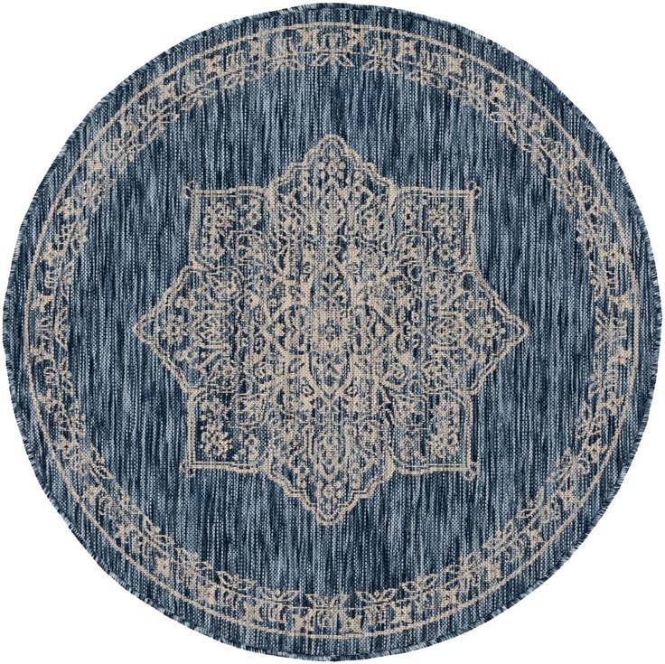 Detail image of 4' x 4' Easy-Clean Traditional Indoor / Outdoor Round Rug