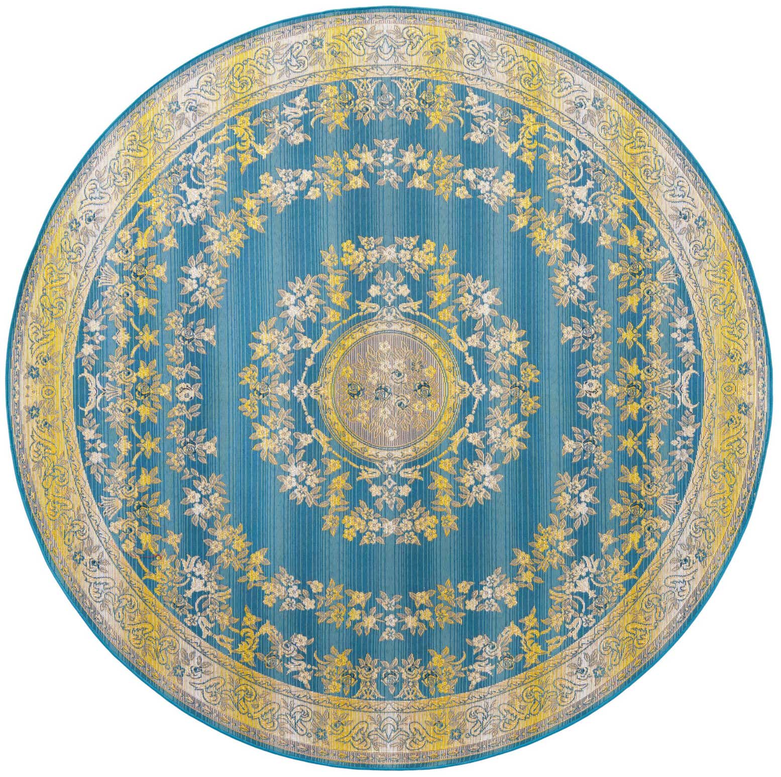 7' 10 x 7' 10 Easy-Clean Traditional Indoor / Outdoor Round Rug
