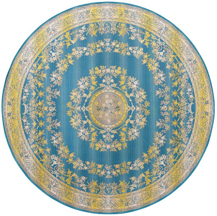 7' 10 x 7' 10 Easy-Clean Traditional Indoor / Outdoor Round Rug