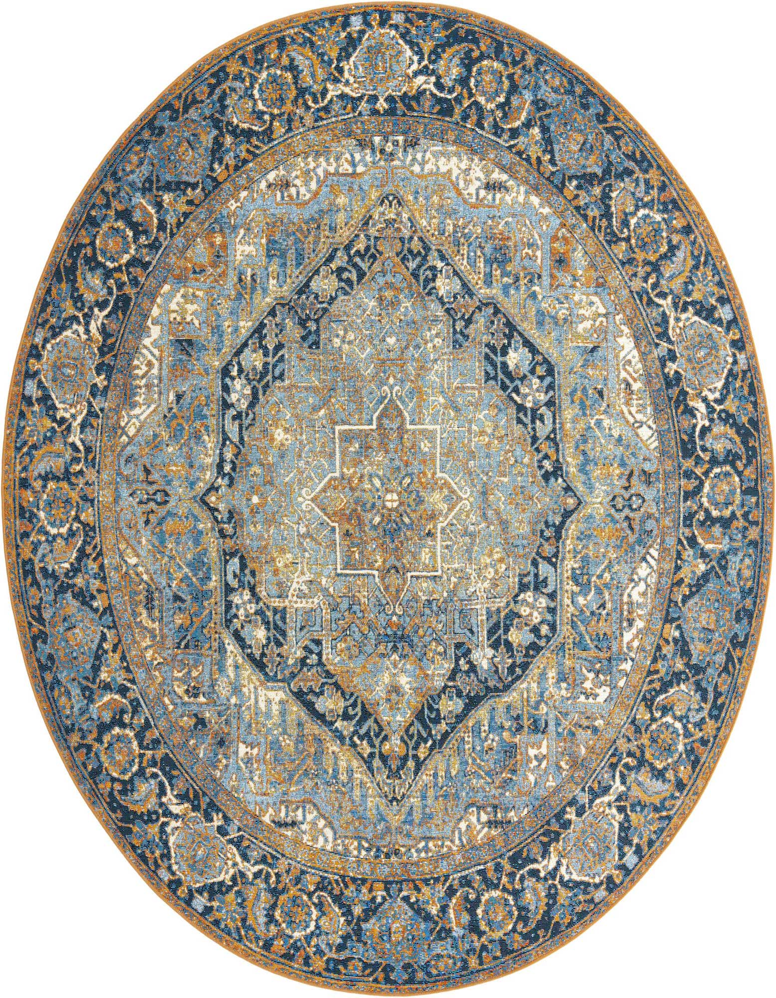 7' 10 x 7' 10 Easy-Clean Traditional Indoor / Outdoor Round Rug