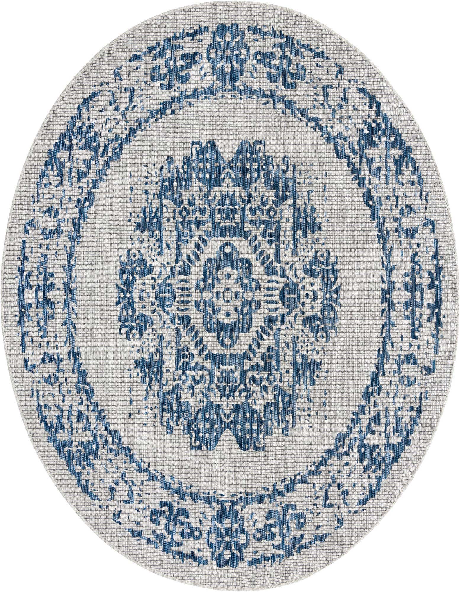 7' 10 x 7' 10 Easy-Clean Traditional Indoor / Outdoor Round Rug