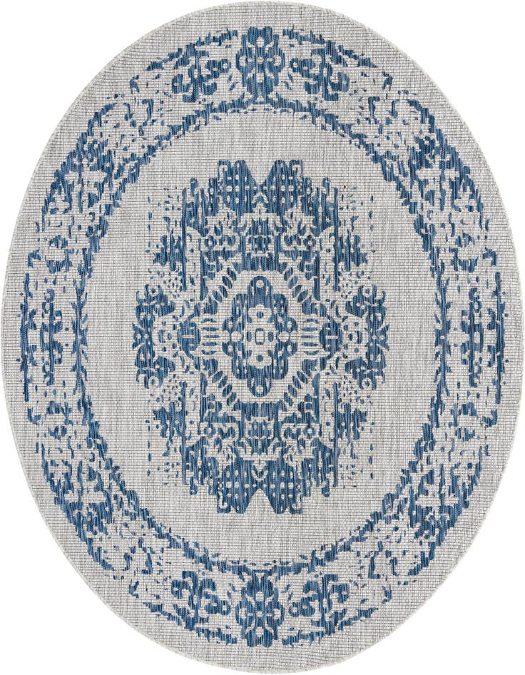 Detail image of 7' 10 x 7' 10 Easy-Clean Traditional Indoor / Outdoor Round Rug