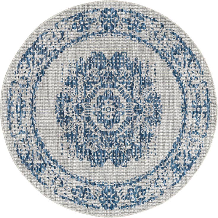 Detail image of 5' 3 x 5' 3 Easy-Clean Traditional Indoor / Outdoor Round Rug