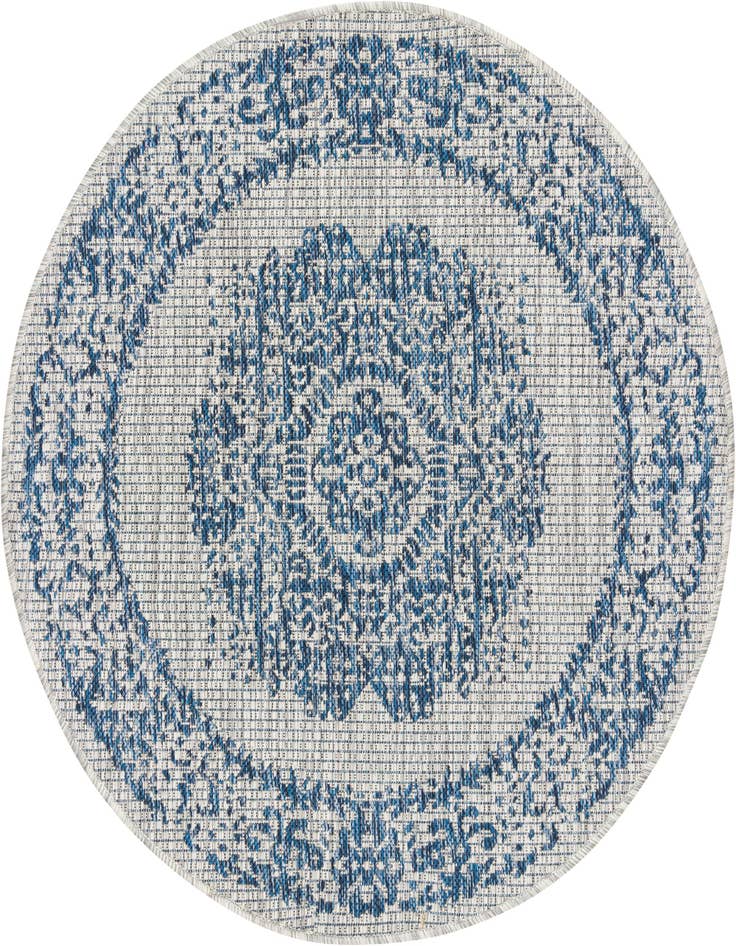 Detail image of 3' x 3' Easy-Clean Traditional Indoor / Outdoor Round Rug