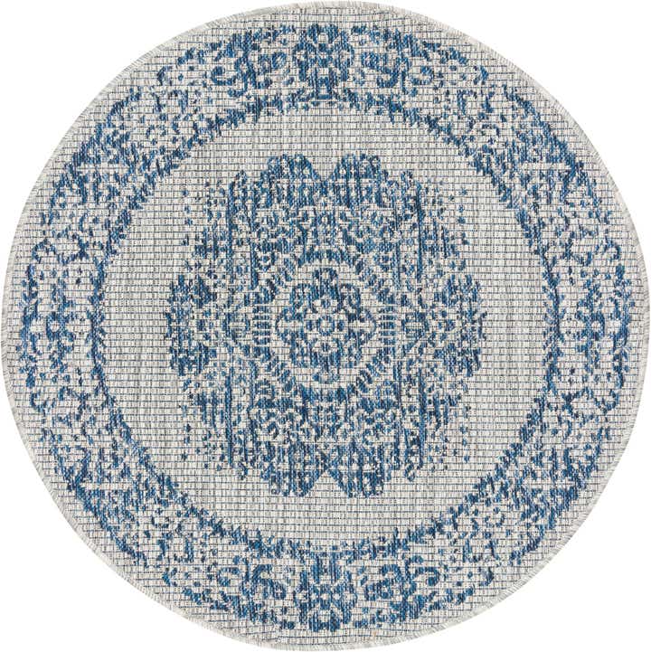 3' x 3' Easy-Clean Traditional Indoor / Outdoor Round Rug