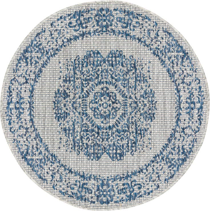 Detail image of 3' x 3' Easy-Clean Traditional Indoor / Outdoor Round Rug