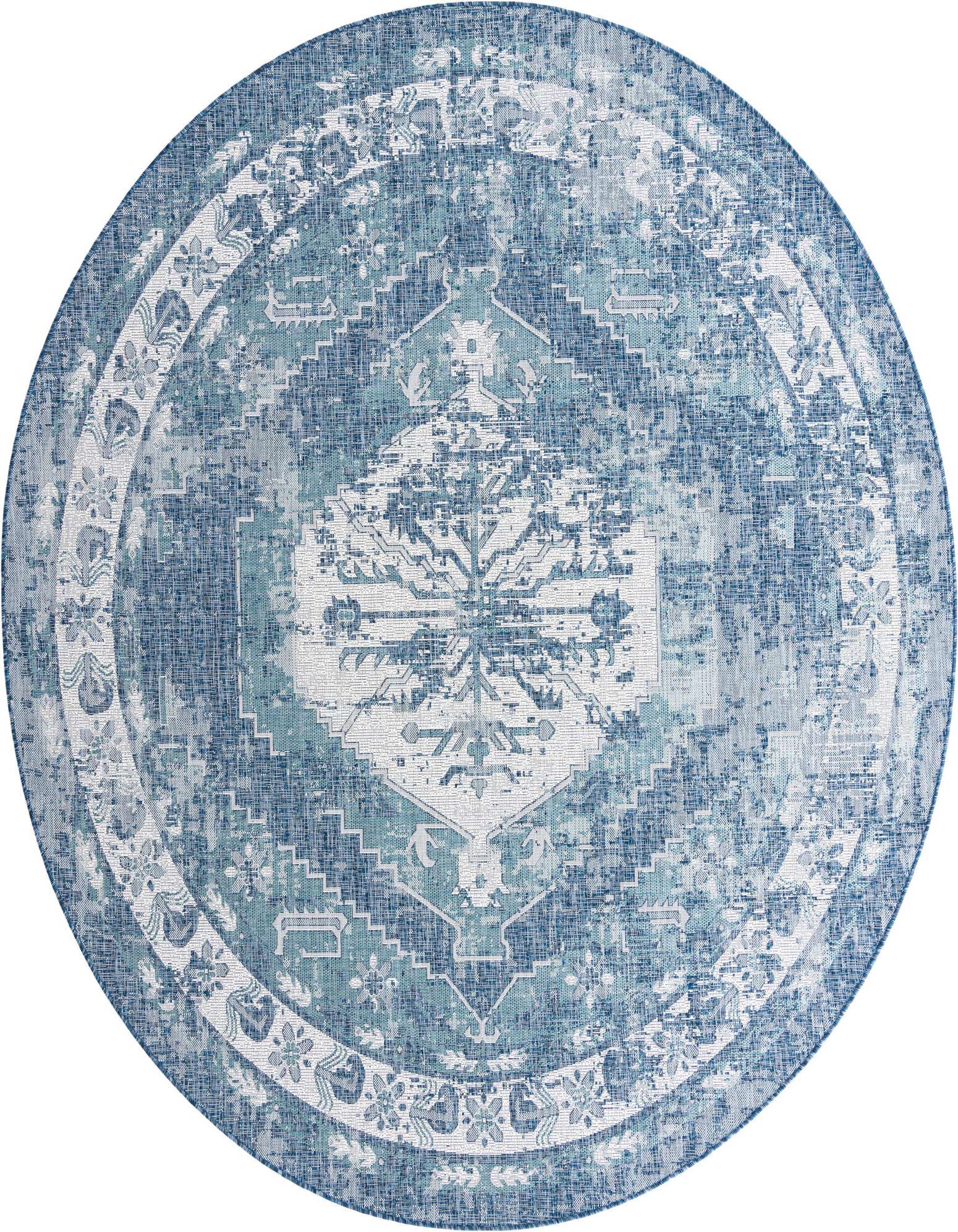10' x 10' Easy-Clean Traditional Indoor / Outdoor Round Rug