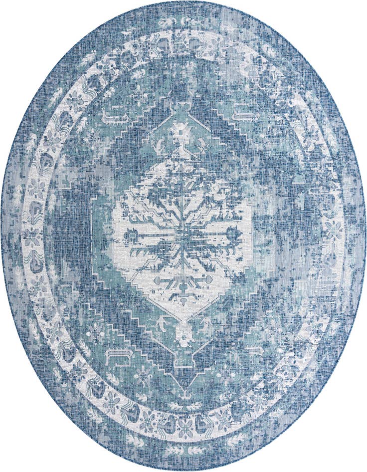 Detail image of 10' x 10' Easy-Clean Traditional Indoor / Outdoor Round Rug
