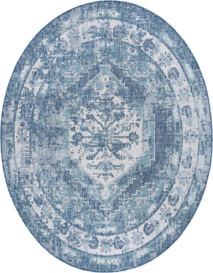 Detail image of 7' 10 x 7' 10 Easy-Clean Traditional Indoor / Outdoor Round Rug