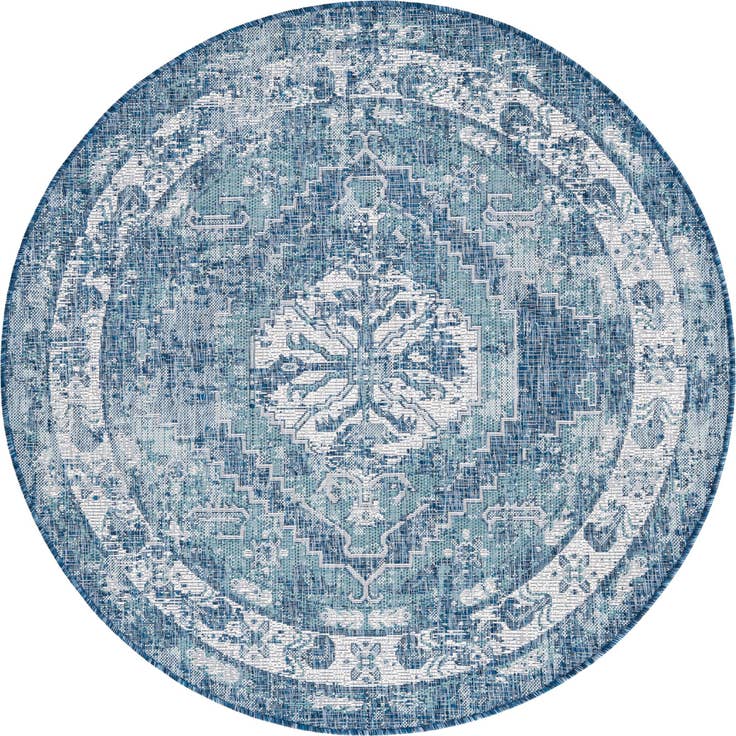 Detail image of 5' 3 x 5' 3 Easy-Clean Traditional Indoor / Outdoor Round Rug
